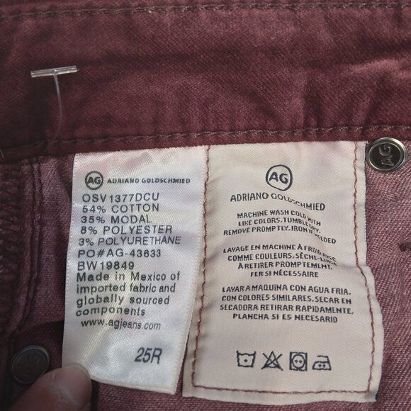 Adriano Goldschmied Anthropologie The Stevie Ankle Velvet Burgundy Wine Size 25 - Picture 9 of 10